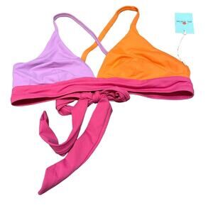 Marine layer plunge bikini top colorblock tie back size small new with tags